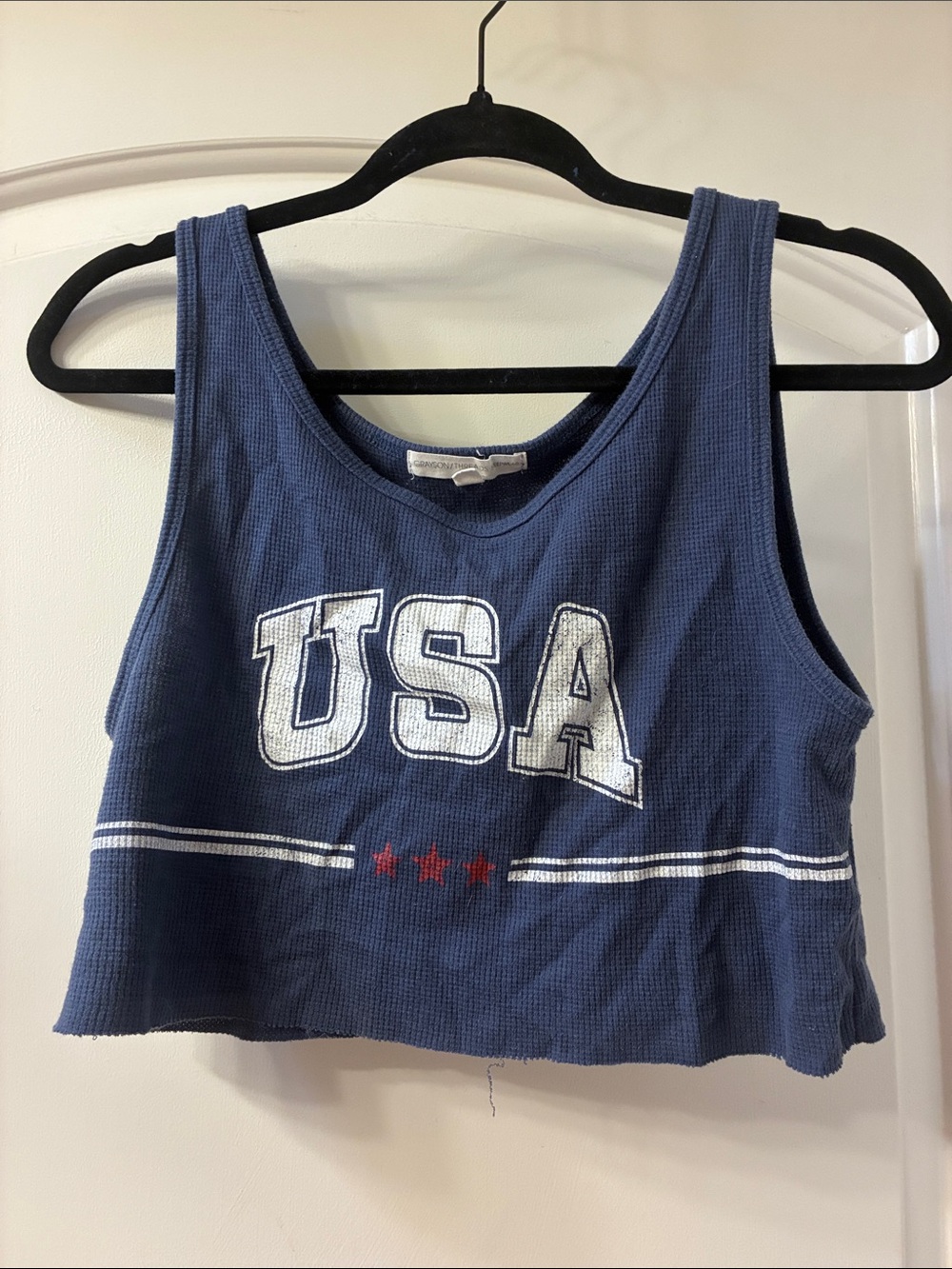 USA Navy Blue Cropped Tank Top